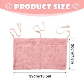 Baby Bed Storage Bag, Baby Bed Organiser, Baby Nursery Organiser, Side Bed Organiser, Baby, Hanging Bag for Nappy Toy Clothes (Pink)