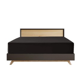 EV DEKOR® MF003 Extra Deep Fitted Sheet Double, Black - Deep Pocket Bedsheet 16inch (40 cm) Soft Brushed Microfiber Fabric - Shrinkage and Fade Resistant - Bottom Sheet - Double Bed Fitted Sheets