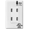 4 Amp Quad USB Charger Duplex Receptacle Standard Outlet Replacement