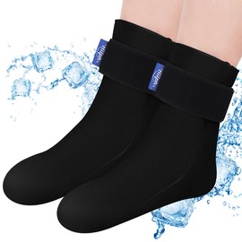 Hilph 2 Packs Foot Ice Pack Sock for Swelling & Hot Feet, Reusable Full Foot Gel Cold Therapy Sock for Neuropathy, Plantar Fasciitis, Chemo, Achilles Tendonitis, Post Partum Foot Swelling (Black)