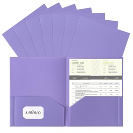 Aegero Plastic Folders with Pockets (7 Pack, Purple), Durable Heavy Duty File Folders with Business Card Slot, 2-Pocket Folder for Schoolwork & Office,Letter Size