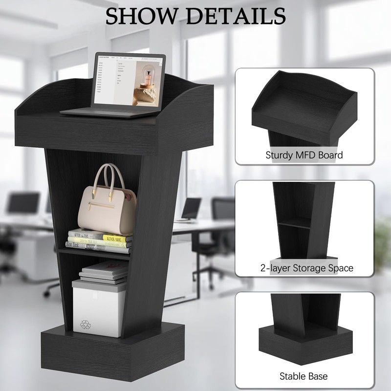 aboxoo Podium Stand - Modern Podium Lectern with Laptop Shelf