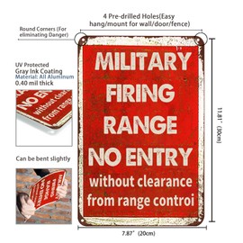 Military Firing Range Vintage Reproduction Metal tin Sign 8 x 12 In (2516)