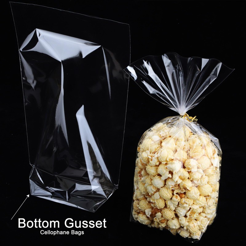Voikinfo Bottom Gusset Bags 50Pcs 9X12 Clear Cellophane Bags Large