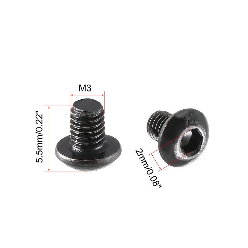 TOP-VIGOR 100Pcs M3 x 4mm Hex Button Head Socket Cap