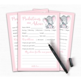 Juego de 50 tarjetas de predicción y consejo, diseño de elefante, color rosa