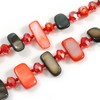 Avalaya Long Red/Black Shell Nugget and Red Faceted Glass Bead