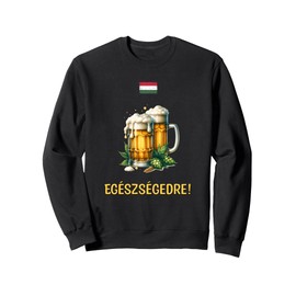 Egészségedre! Cheers in Hungarian with Beer Mugs and Flag Sweatshirt