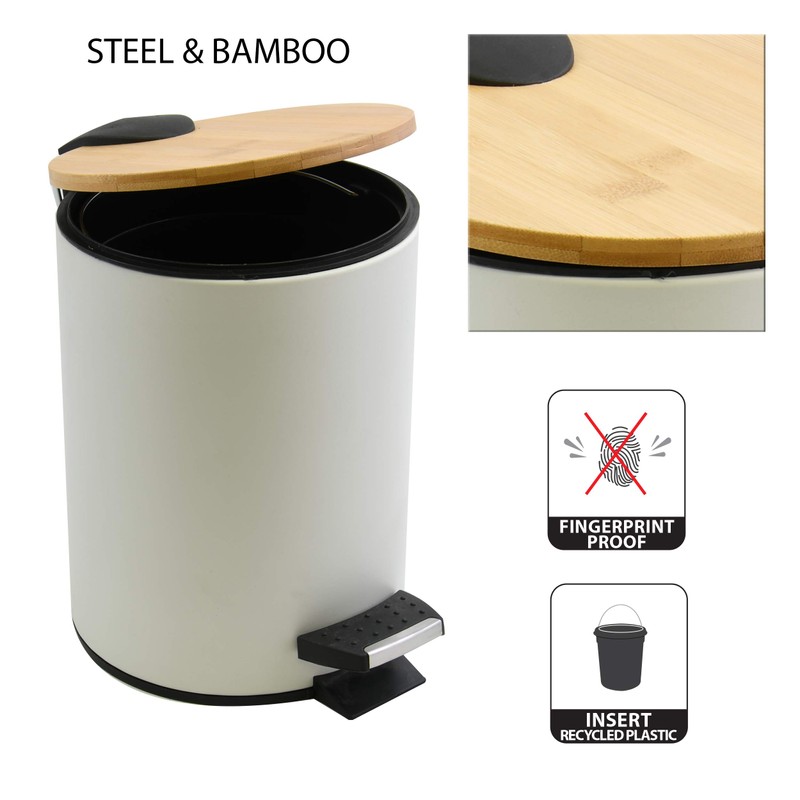 Spirella Adonis Pedal Bucket with Insert 3L Black, Black, 3