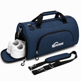 KUOSHI Men's Gym Bag with Shoe Compartment - Sport Duffle Bag for Men & Women, Water Resistant Travel Bag with Wet Pocket, Small Weekender Overnight Bag, Workout Bag with Luggage Sleeve-31L Navy Blue