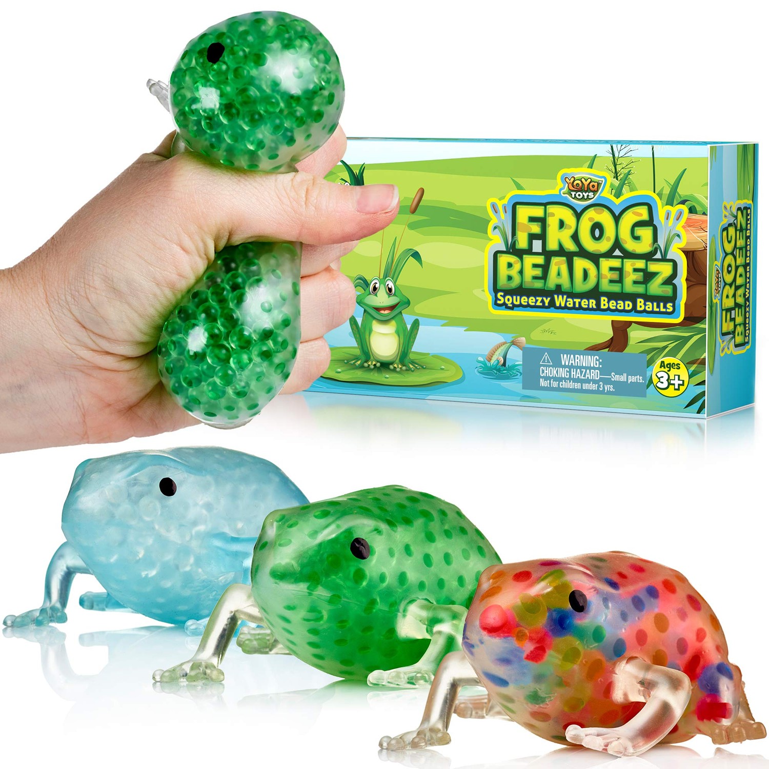 YoYa Toys Frog Beadeez Squishy Stress Balls (3 Pack) - Colorful Water ...