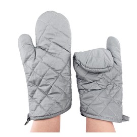 Linwnil 13 Inch Heat Resistant Oven Gloves New Cotton Oven Mitts Kitchen Gloves High Temperature Cooking Tool BBQ Gloves (13" Silver, 13 Inch)