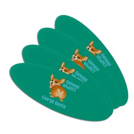 Guess What Corgi Butt Funny Joke Double-Sided Oval Nail File Emery Board Set 4 Pack