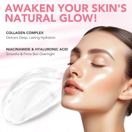 2 Stück Collagen-Wickelmaske für die Nacht, Collagen-Peel-Off-Gesichtsmaske für die Nacht, Collagen-Gesichtsmaske spendet tiefe Feuchtigkeit,verkleinert die Poren,reduziert feine Linien&Fältchen–75ml