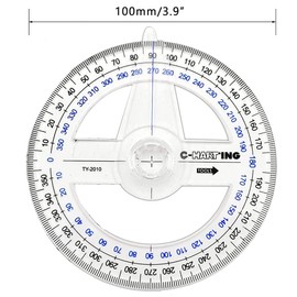 4 Pieces 360 Degree Angle Finder with Swivel Arm for Primary School Students Transparent Plastic Full Circle Protractor