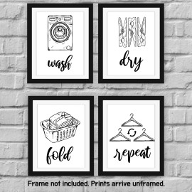 Modern 5th Laundry Room Signs(Set of 4 Unframed-8x10I