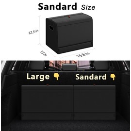 GMQ Leather Car Trunk Organizer for SUV,Car Organizers and Storage with Collapsible Storage, Large Capacity for SUV, Truck, MPV (Carbon Black, M)