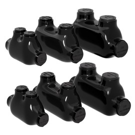 RVBOATPAT 6 Pack 2 Port Inline Splice Connector Aluminum Wire Connectors Slotted Allen Hex Dual Entry Insulated Multi Connectors (2-14 AWG 2/0-6 AWG 250MCM-6AWG)