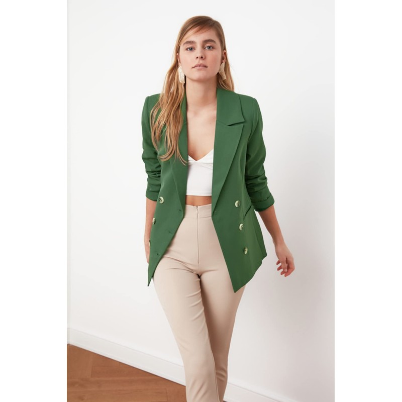 Trendyol Women Plus Size Regular fit Double-Breasted Lapel Collar Woven