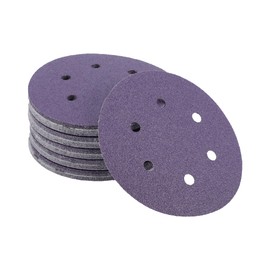 VekAuto 50 Stk. Schleifscheiben, 6" 6 Loch 60 Körnung Klett-Schleifpapier Universal für Metall, Holz, Autoreparatur Haltbarkeit Keramik-Polyester-Film Lila