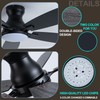 52in Black Ceiling Fan with Light, Flush Mount, Remote APP