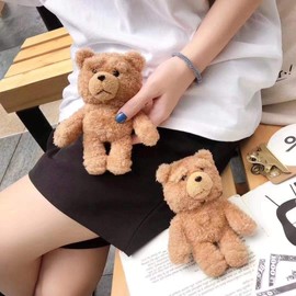 Cute Plush Creative Unique Fur Brown Teddy Bear Case Animal Doll Compatible with Airpods1 and Airpod2 Cartoon Headphones Cover with Keychain Clip for Boys Girls Best Gift
