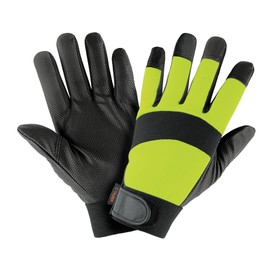 Truper GU-645, Guantes mecánico, alta visibilidad, palma poliuretano color verde