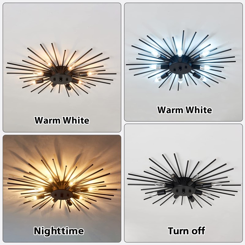ZGLAOJT Semi Flush Mount 8 Light Ceiling Light Modern Metal