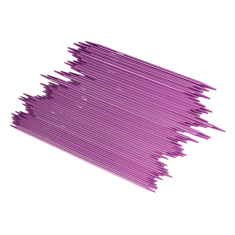 50Pcs Knitting Needles Purple Assorted Size Stainless Steel Ergonomic Metal