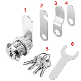 YOUTU® Letterbox lock, 4 keys, drawer cabinet lock, furniture lock, locker lock, lever lock, made of die-cast stainless steel, comes with 4 different lock plates (16 mm)