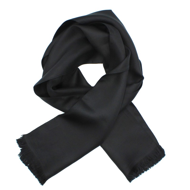 Royal Silk Dashing Black Silk Aviator Scarf Pure 100% Silk