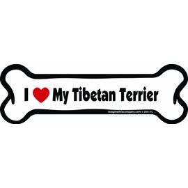 Imagine This Company I Love My Breed Bone Shaped Pet Magnet; Removable Magnets for Cars, Fridges, Lockers & More, Stylish Pet Inspired Car Accessories, 2 x 7 inches, White/Black, Tibetan Terrier
