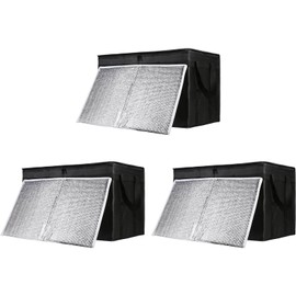 CIVJET Insulated Food Delivery Bag with Hard Bottom, XXX-Large Insulated Reusable Grocery Cooler/Hot Bags, Tote Bag for Shopping/Travel, Black, 3-Pack