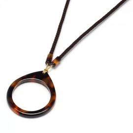 JOJOPANDA Eyeglass Holder Necklace Acrylic Eyeglass Loop Strap Sunglasses Holder Ring Chain Lanyard (Honey Brown Teardrop)