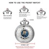 Kchss Mechanical Roman Numerals Dial Skeleton Pocket Watches with Luxury