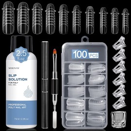 Morovan Slip Solution for Poly Gel: 2.5OZ Nail Slip Solution Anti-Stick Gel Solution Liquid with Dual-Ended Brush Poly gel Liquid for Beginner