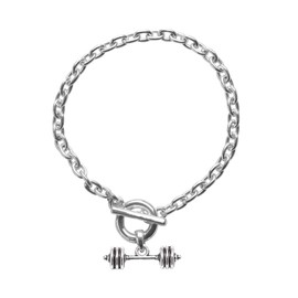 Inspired Silver - Petite Dumbbell Bar - Silver Toggle Bracelet for Women - Unique Charm Bracelet Jewelry Gift - Women's Charm Bracelet with Sturdy Toggle Clasp