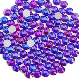BEADSLAND Beadsland 2880pcs Flat Back Crystal Rhinestones Round Gems for Nail Art and Craft Glue Fix,Purple Velvet,SS16,3.8-4.0mm