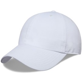 [GADIEMKENSD] Plain Baseball Cap, 100% Premium Washed Cotton, Unstructured Unisex, white