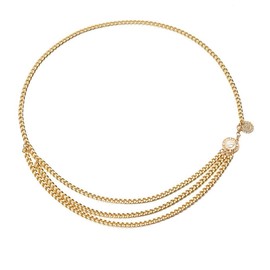 Waist Chain for Women, Gold Metal Chain Belt, Multi-Layered Adjustable Body Chain, Vintage Women's Girls' Dress, Jeans, Waist Chain, Body Chain, Jewellery (Gerbera), Metal