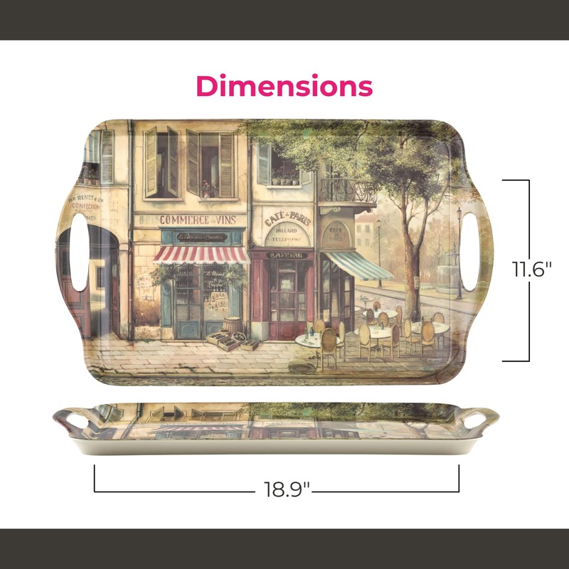 Pimpernel Parisian Scenes Melamine Rectangular Serving Tray – (19.25" x
