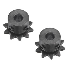 Kozelo 2 Sets Roller Sprocket B Type - [10 Tooth x 6.35mm ID] Carbon Steel 25 Roller Chain Sprocket with 2pcs Screw for Milling Drilling Machines ISO 04C Use | 1/4 Inch Pitch, #25 Chain
