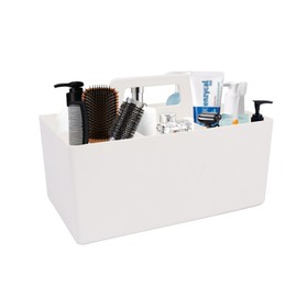 Gzsekken Shower Caddy Basket Portable Shower Organiser for Bathroom, Plastic Bathroom Caddy with Handle and Removable Dividers, White Bath Storage Box for Dorm Room Kitchen Home Organisation