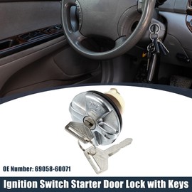X AUTOHAUX Ignition Switch Starter Door Lock with Key for 69058-60071 Toy ota Fits Land Cruiser FJ40 Fj25 BJ 1975-1984 Metal Silver Tone Black Gold Tone 1 Set