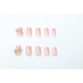 Pink Crystal Nail Butterfly Decoration Make You More Nice 24pcs Nail Tips for Wedding, Party, Holiday, Dating, Prom and Daily Life