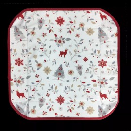 Tissus Toselli French Provencal Cotton Bread Basket Edelweiss Reindeer's Holly Made In France