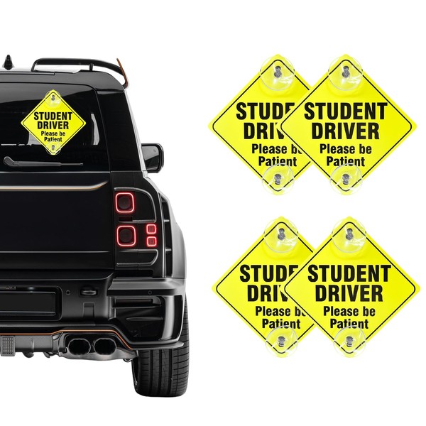 JUSTTOP 4 PCS Student Driver Sticker for Car Window, 5''×5''