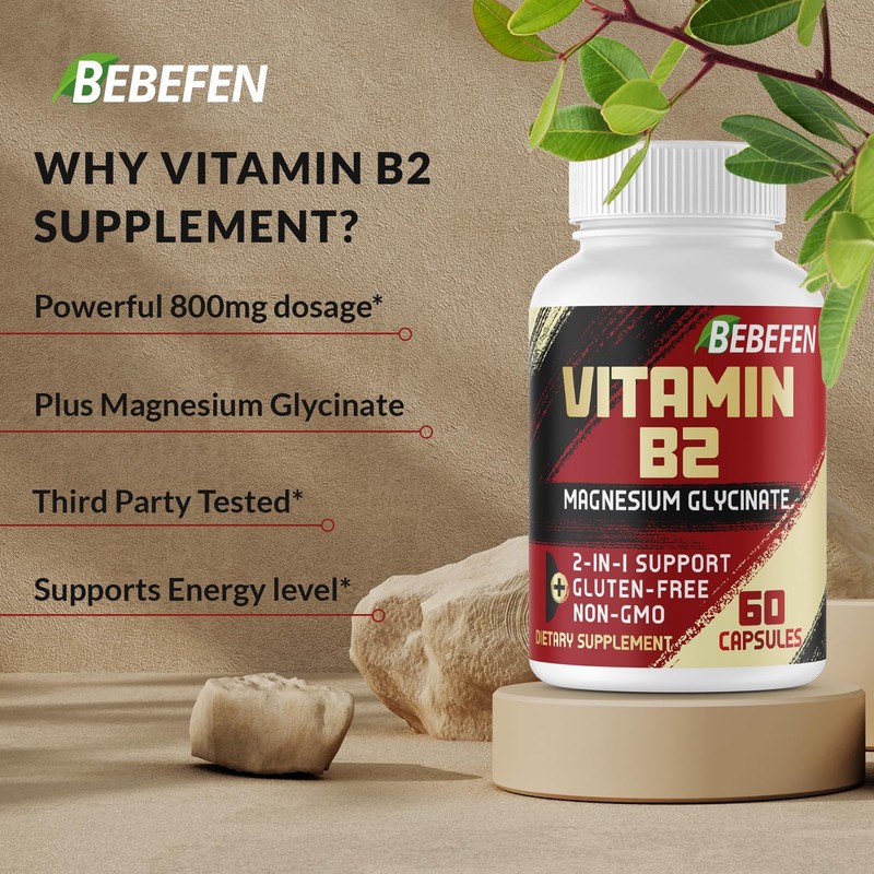 1000mg Pure Naturals Vitamin B2 (Riboflavin) Supplement with Magnesium Glycinate
