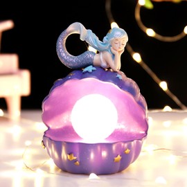 Night Light Battery Powered Beauty Fish Shape Synthetic Resin Cute Night Light with High Appearance Finish for Home9018 33C Starry Sky Blue Star