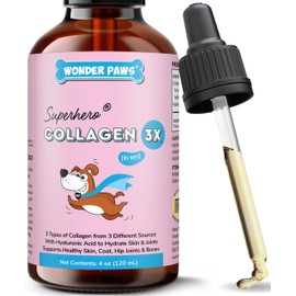 WONDER PAWS Premium Collagen for Dogs – Liquid Support for Skin, Coat, HIPS & Joints – with Hyaluronic Acid & Types I, II & III Collagen – Daily Wellness Formula, Made in USA